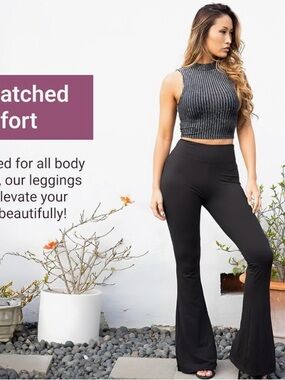 NWT Satina High-Waist Black Flared Leggings for Women